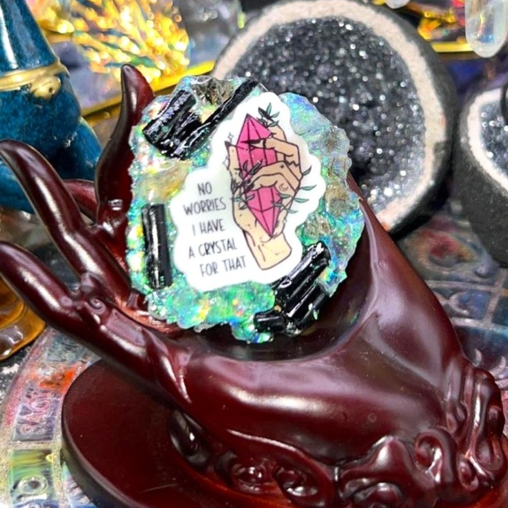 No Worries I have A Crystal For That Tourmaline and rutilated quartz pop socket